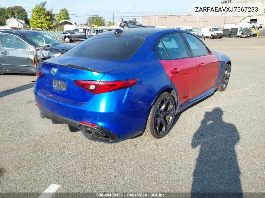 2018 Alfa Romeo Giulia Quadrifoglio Rwd VIN: ZARFAEAVXJ7567233 Lot: 40499396