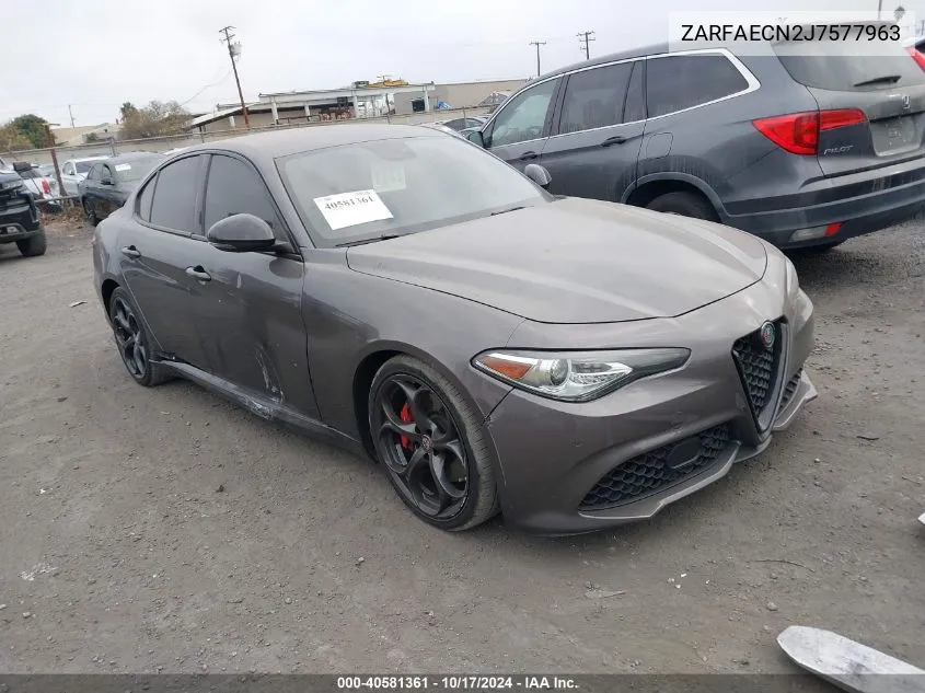 2018 Alfa Romeo Giulia Ti Sport Rwd VIN: ZARFAECN2J7577963 Lot: 40581361