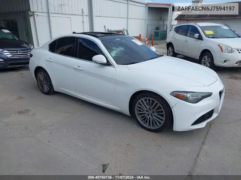 2018 Alfa Romeo Giulia Ti Lusso Rwd VIN: ZARFAECN6J7594197 Lot: 40750736