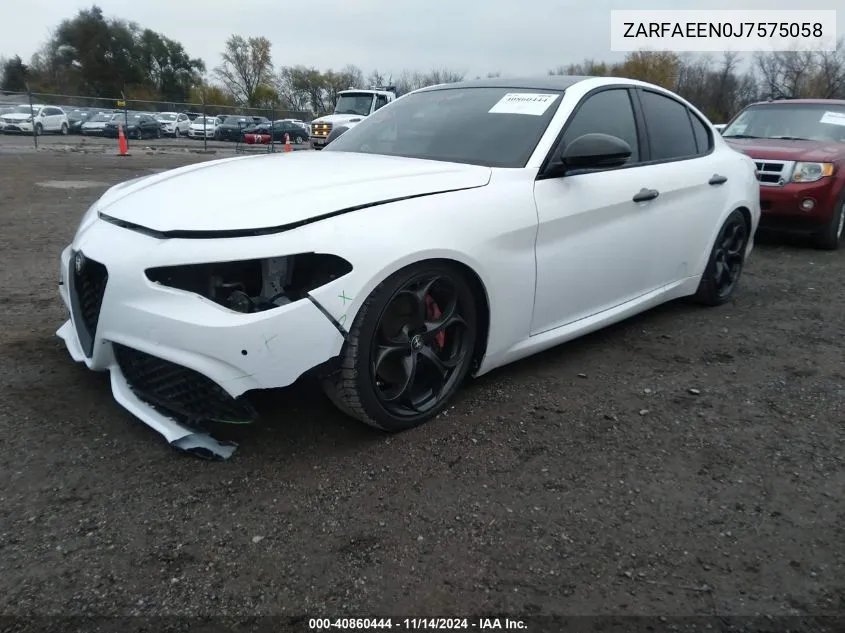 2018 Alfa Romeo Giulia Ti Sport Awd VIN: ZARFAEEN0J7575058 Lot: 40860444