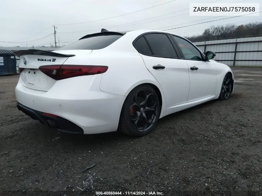 2018 Alfa Romeo Giulia Ti Sport Awd VIN: ZARFAEEN0J7575058 Lot: 40860444