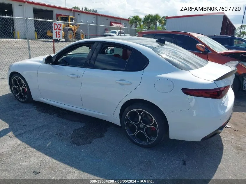 2019 Alfa Romeo Giulia Ti Sport Rwd VIN: ZARFAMBN0K7607720 Lot: 39584200