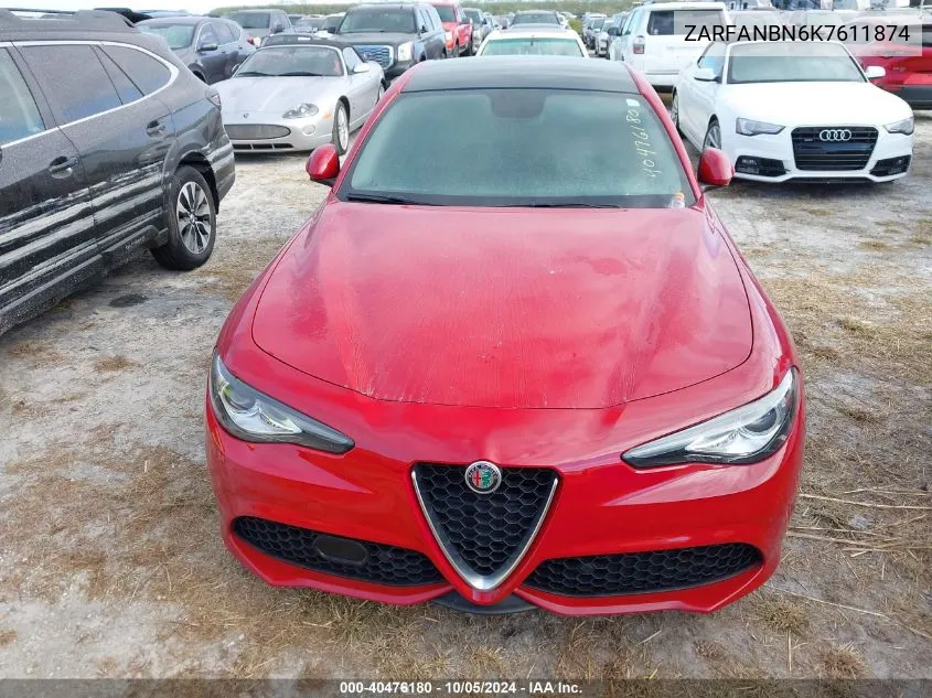 2019 Alfa Romeo Giulia Ti VIN: ZARFANBN6K7611874 Lot: 40476180