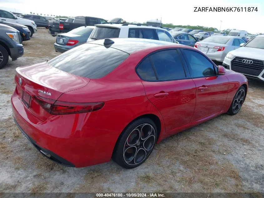 2019 Alfa Romeo Giulia Ti VIN: ZARFANBN6K7611874 Lot: 40476180