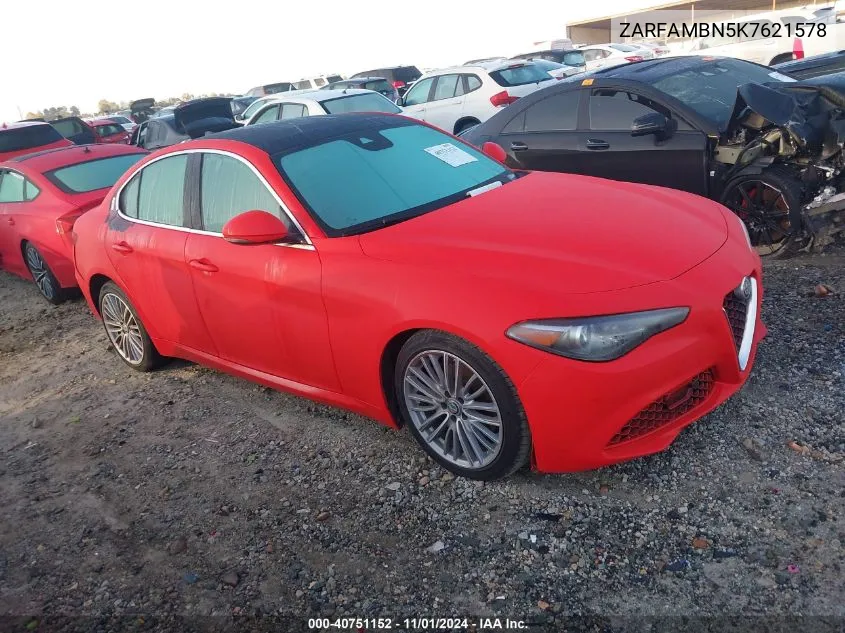 2019 Alfa Romeo Giulia Ti Lusso Rwd VIN: ZARFAMBN5K7621578 Lot: 40751152