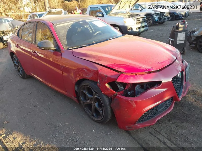 2019 Alfa Romeo Giulia Sport Awd VIN: ZARFANAN2K7608231 Lot: 40881639