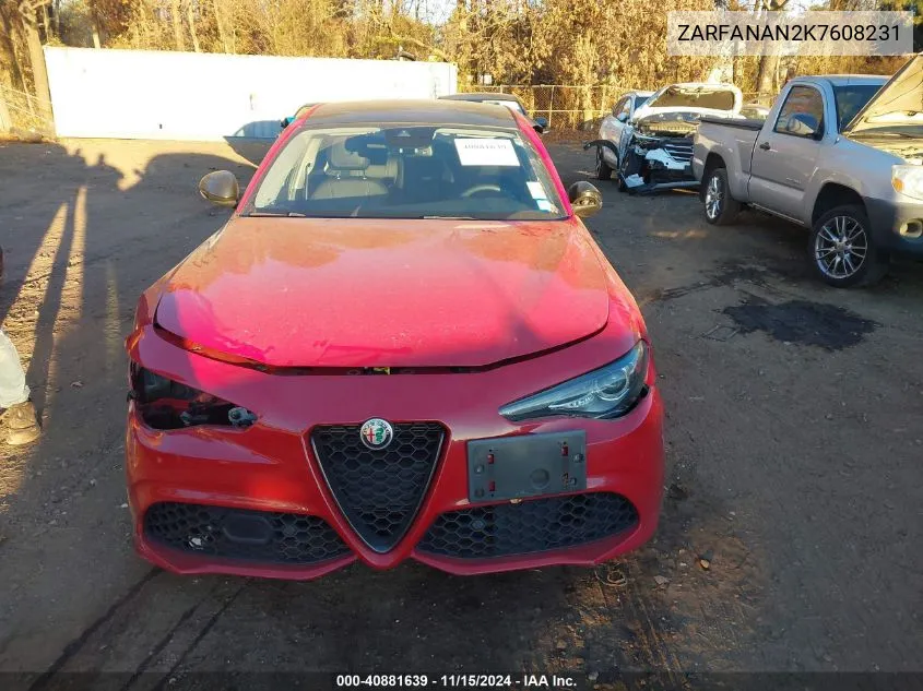 2019 Alfa Romeo Giulia Sport Awd VIN: ZARFANAN2K7608231 Lot: 40881639