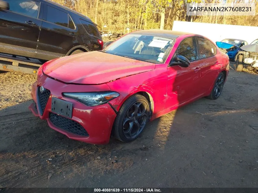 2019 Alfa Romeo Giulia Sport Awd VIN: ZARFANAN2K7608231 Lot: 40881639