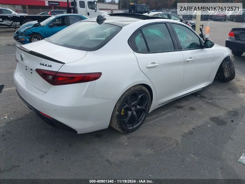 2019 Alfa Romeo Giulia Ti Sport Carbon Rwd VIN: ZARFAMBN1K7612571 Lot: 40901340