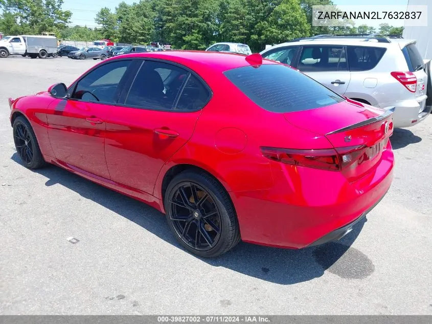 2020 Alfa Romeo Giulia Awd VIN: ZARFANAN2L7632837 Lot: 39827002