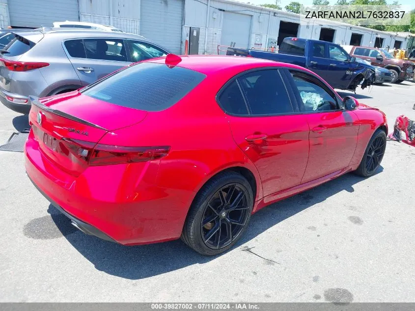 2020 Alfa Romeo Giulia Awd VIN: ZARFANAN2L7632837 Lot: 39827002