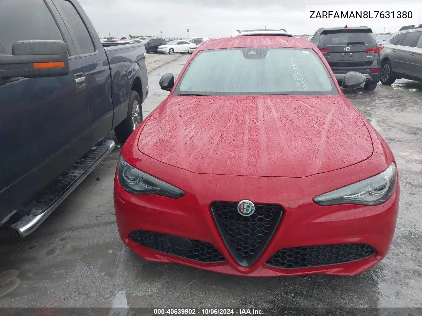 2020 Alfa Romeo Giulia Rwd VIN: ZARFAMAN8L7631380 Lot: 40539902