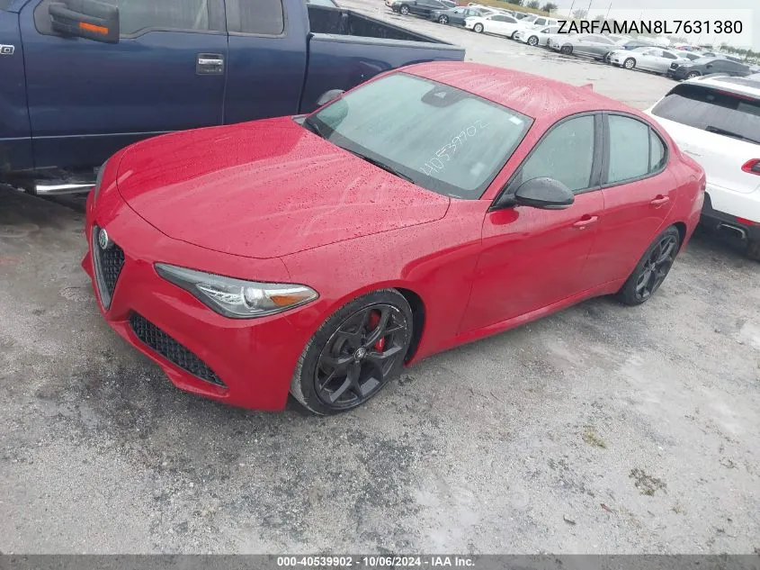 2020 Alfa Romeo Giulia Rwd VIN: ZARFAMAN8L7631380 Lot: 40539902