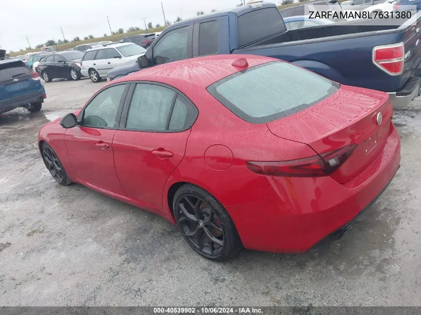 2020 Alfa Romeo Giulia Rwd VIN: ZARFAMAN8L7631380 Lot: 40539902