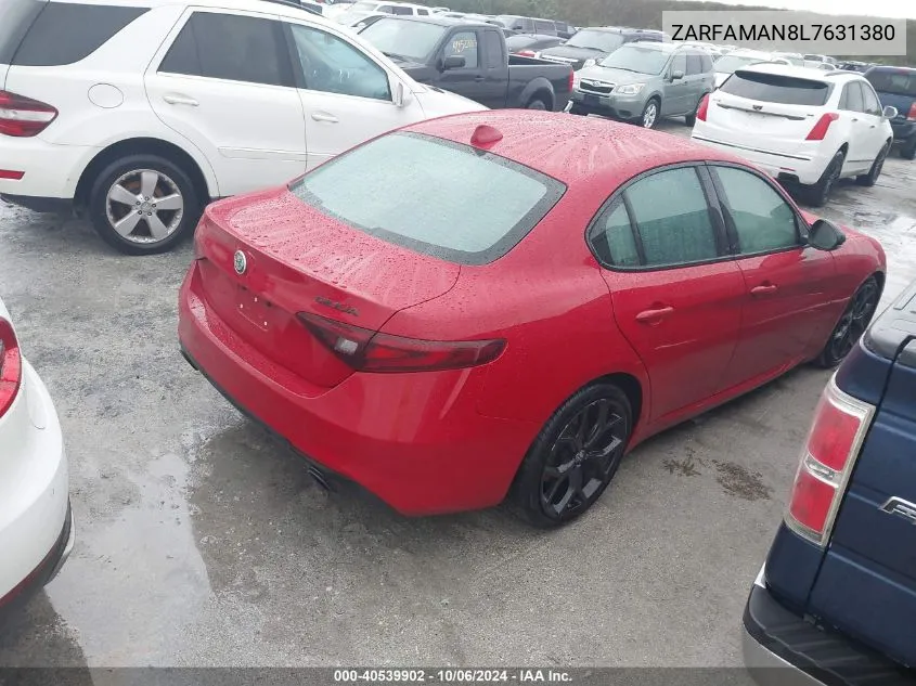 2020 Alfa Romeo Giulia Rwd VIN: ZARFAMAN8L7631380 Lot: 40539902