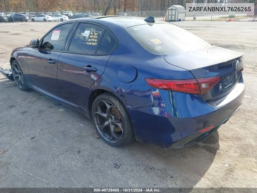 2020 Alfa Romeo Giulia Ti Sport Awd VIN: ZARFANBNXL7626265 Lot: 40729405