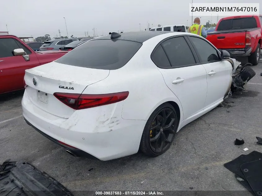 2021 Alfa Romeo Giulia Ti Rwd VIN: ZARFAMBN1M7647016 Lot: 39837583