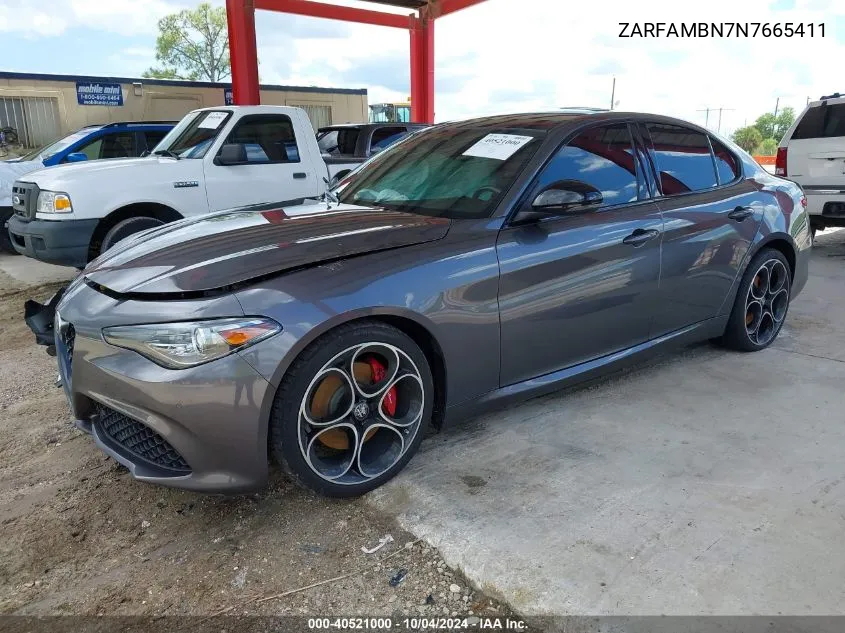 2022 Alfa Romeo Giulia Veloce Ti Rwd VIN: ZARFAMBN7N7665411 Lot: 40521000