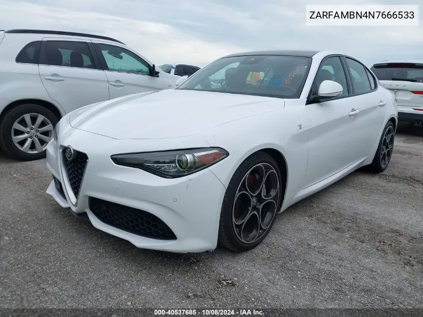 2022 Alfa Romeo Giulia Ti Rwd VIN: ZARFAMBN4N7666533 Lot: 40537685