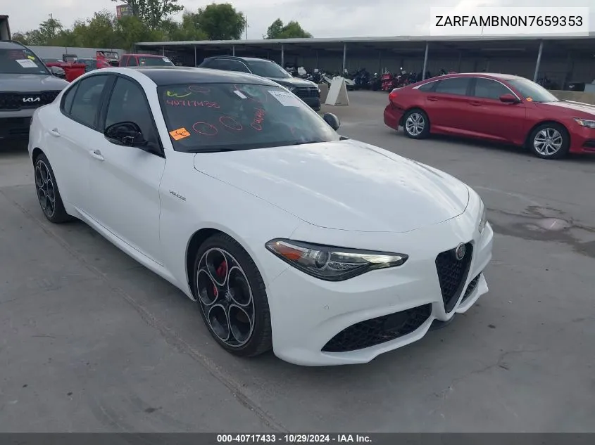 2022 Alfa Romeo Giulia Veloce Ti Rwd VIN: ZARFAMBN0N7659353 Lot: 40717433