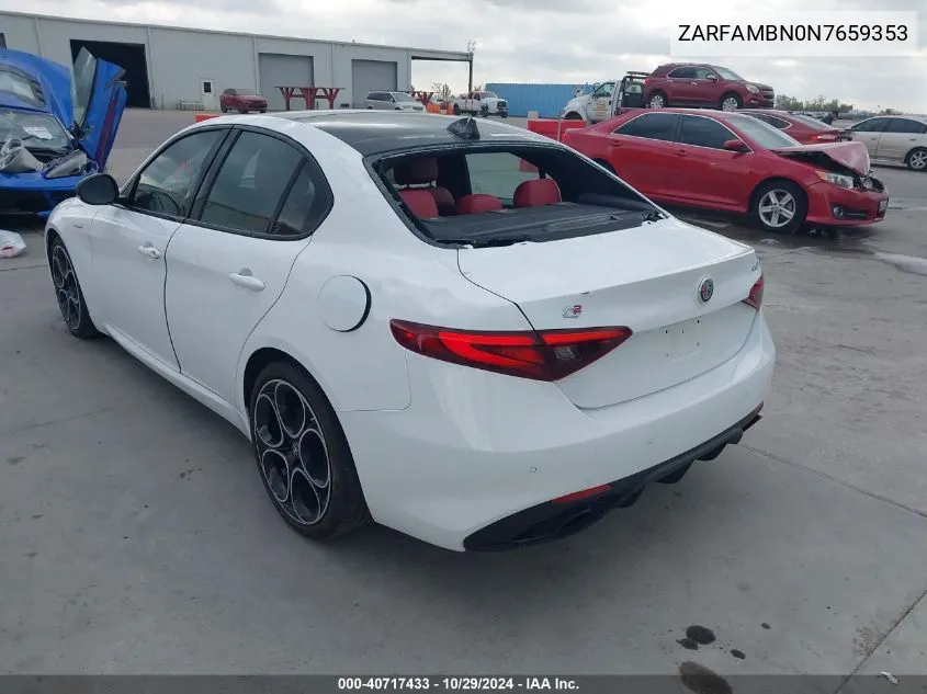 2022 Alfa Romeo Giulia Veloce Ti Rwd VIN: ZARFAMBN0N7659353 Lot: 40717433