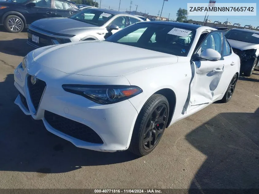 2022 Alfa Romeo Giulia Ti Rwd VIN: ZARFAMBN8N7665742 Lot: 40771816