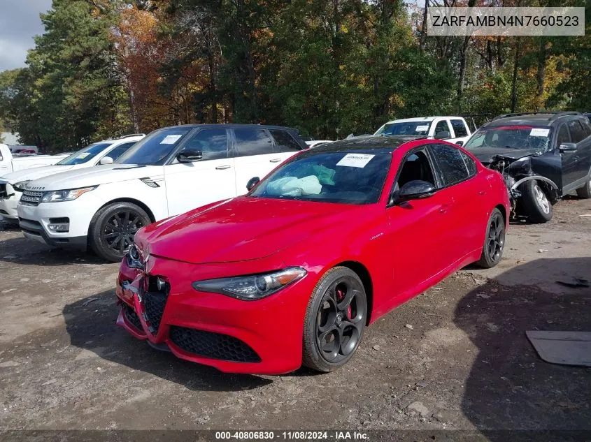 2022 Alfa Romeo Giulia Veloce Ti Rwd VIN: ZARFAMBN4N7660523 Lot: 40806830