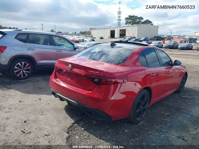 2022 Alfa Romeo Giulia Veloce Ti Rwd VIN: ZARFAMBN4N7660523 Lot: 40806830