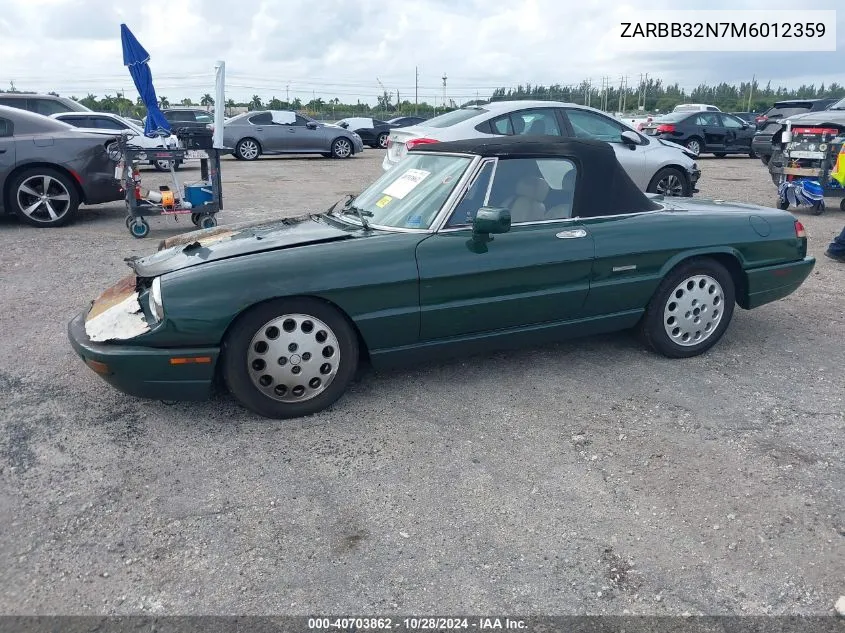 1991 Alfa Romeo Spider Veloce VIN: ZARBB32N7M6012359 Lot: 40703862