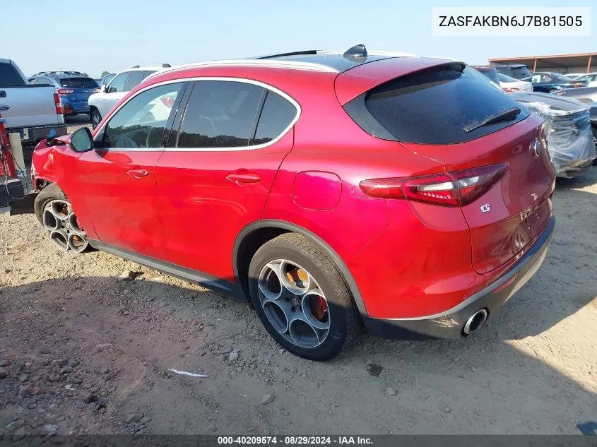 2018 Alfa Romeo Stelvio Ti VIN: ZASFAKBN6J7B81505 Lot: 40209574