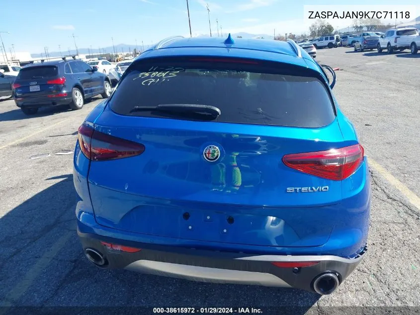 2019 Alfa Romeo Stelvio Rwd VIN: ZASPAJAN9K7C71118 Lot: 38615972