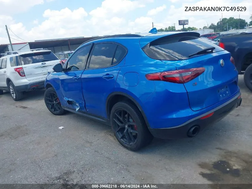 2019 Alfa Romeo Stelvio Sport Awd VIN: ZASPAKAN0K7C49529 Lot: 39662218