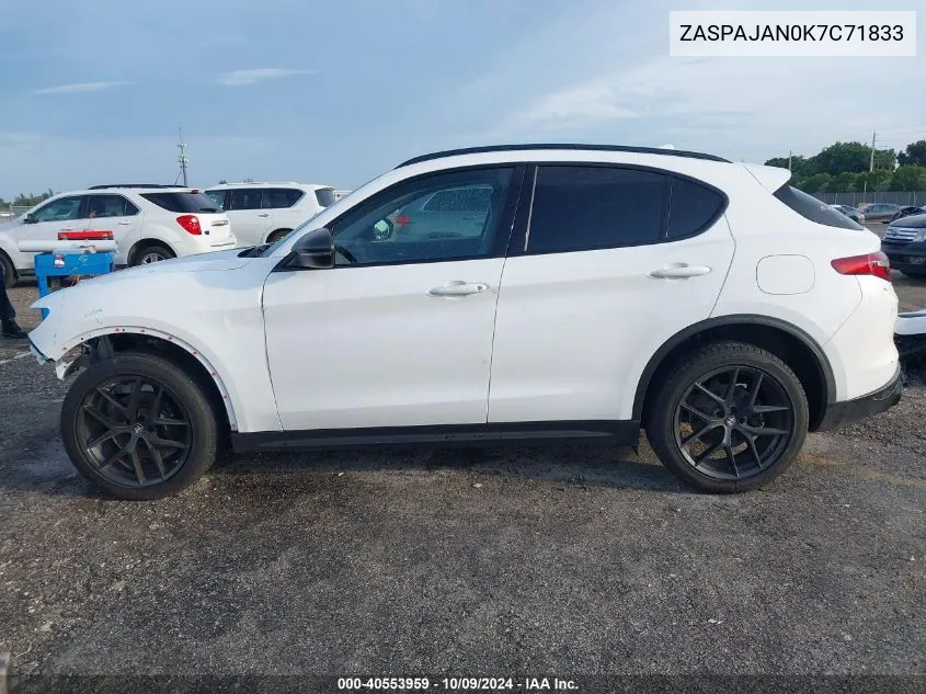 2019 Alfa Romeo Stelvio VIN: ZASPAJAN0K7C71833 Lot: 40553959