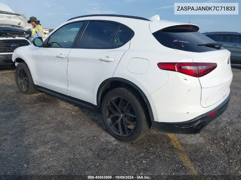 2019 Alfa Romeo Stelvio VIN: ZASPAJAN0K7C71833 Lot: 40553959