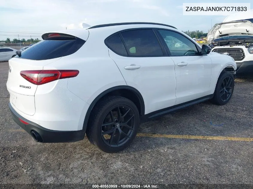 2019 Alfa Romeo Stelvio VIN: ZASPAJAN0K7C71833 Lot: 40553959