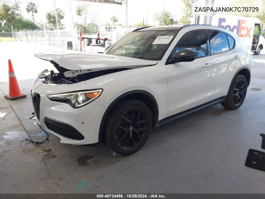 2019 Alfa Romeo Stelvio Rwd VIN: ZASPAJAN0K7C70729 Lot: 40734495