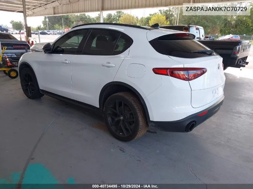 2019 Alfa Romeo Stelvio Rwd VIN: ZASPAJAN0K7C70729 Lot: 40734495