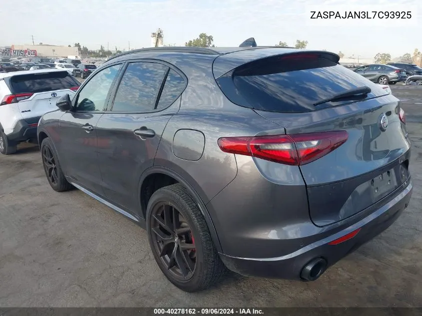 2020 Alfa Romeo Stelvio Sport Rwd VIN: ZASPAJAN3L7C93925 Lot: 40278162