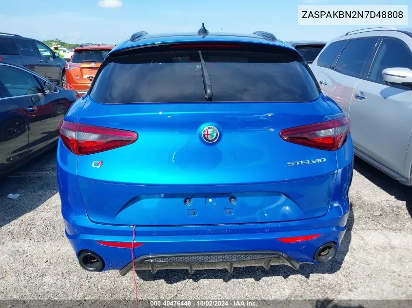 2022 Alfa Romeo Stelvio Veloce Ti Awd VIN: ZASPAKBN2N7D48808 Lot: 40476448