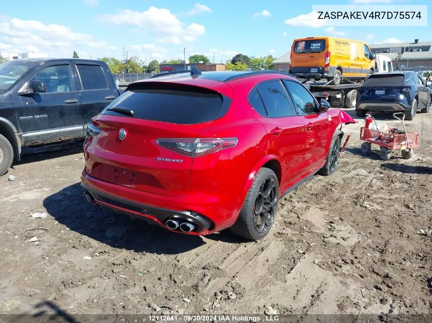 2024 Alfa Romeo Stelvio Quadrifoglio Awd VIN: ZASPAKEV4R7D75574 Lot: 12112641