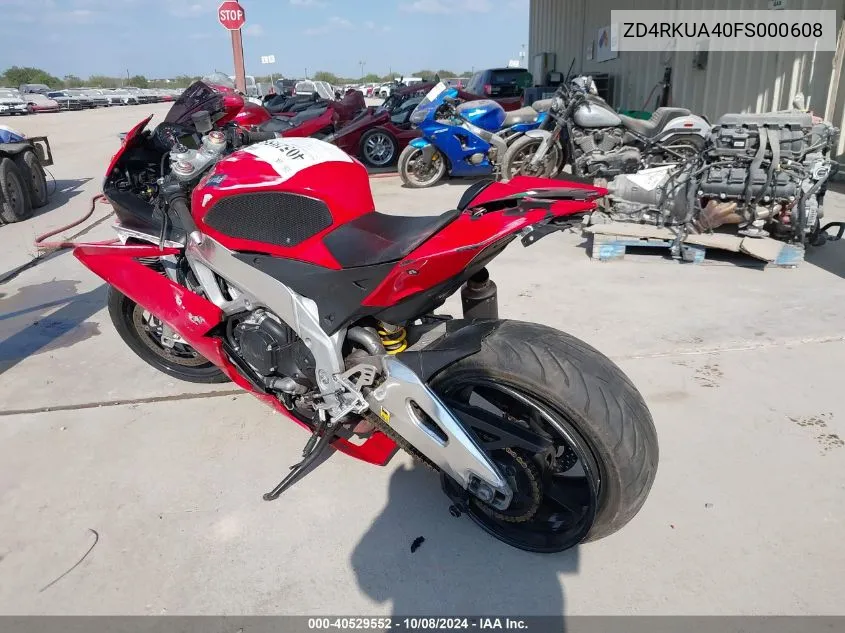 2015 Aprilia Rsv4 R VIN: ZD4RKUA40FS000608 Lot: 40529552