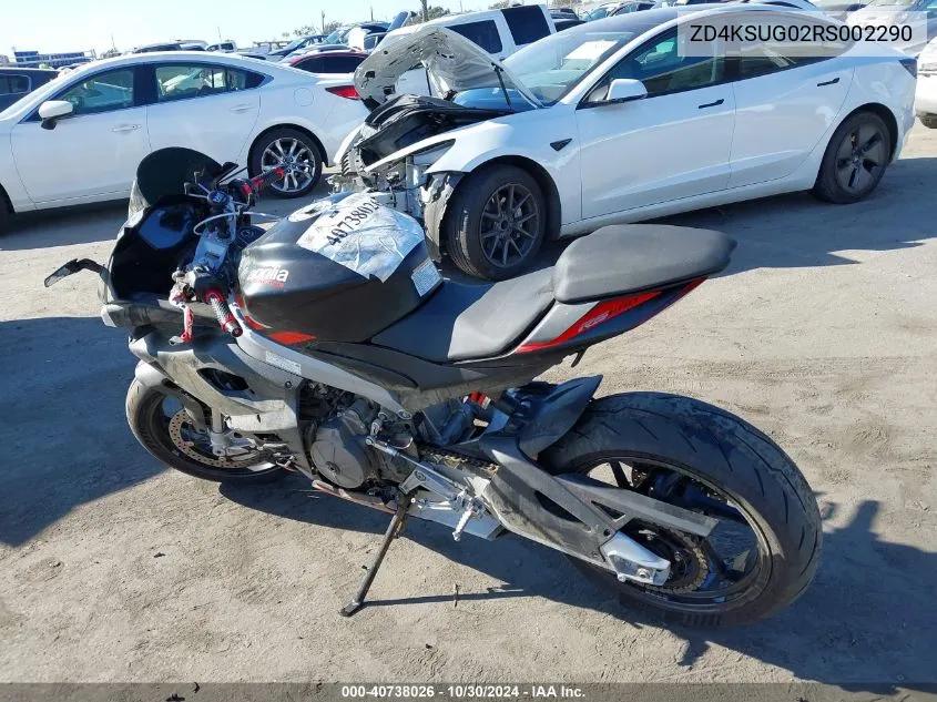 2024 Aprilia Rs 660 VIN: ZD4KSUG02RS002290 Lot: 40738026