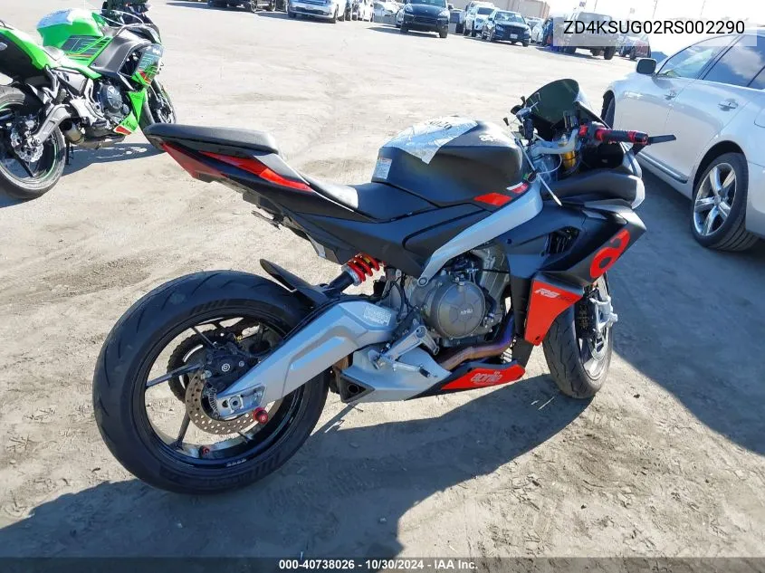 2024 Aprilia Rs 660 VIN: ZD4KSUG02RS002290 Lot: 40738026