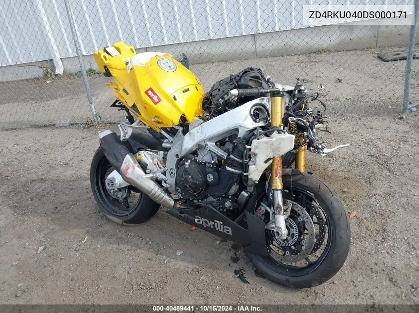 2013 Aprilia Rsv4 R VIN: ZD4RKU040DS000171 Lot: 40489441