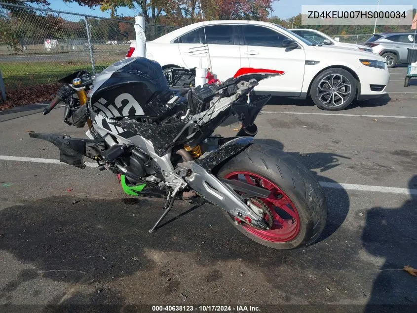 2017 Aprilia Rsv4 Rr VIN: ZD4KEU007HS000034 Lot: 40638123