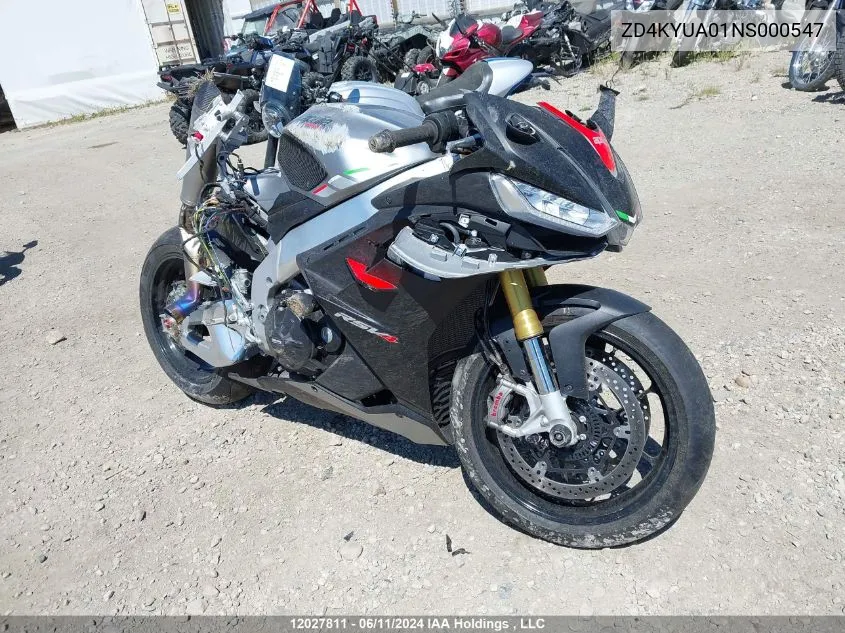 2022 Aprilia Rsv4 1100 VIN: ZD4KYUA01NS000547 Lot: 12027811