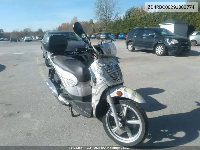 2009 Aprilia Scarabeo 200 VIN: ZD4RBC0029J000774 Lot: 12133387