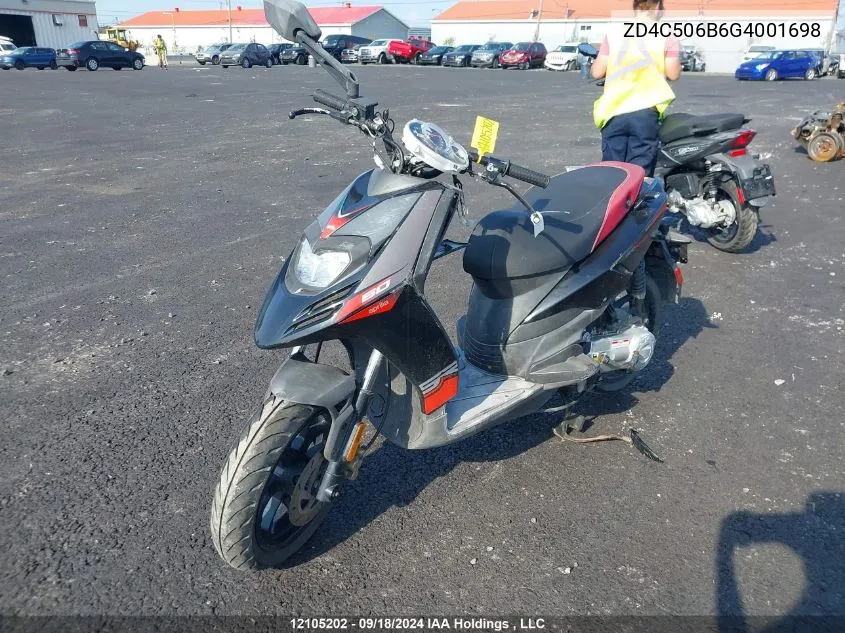 2016 Aprilia Sr Motard 50 VIN: ZD4C506B6G4001698 Lot: 12105202