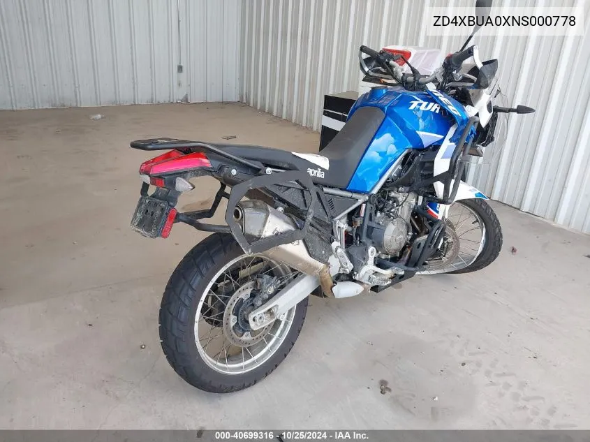 2022 Aprilia Tuareg 660 VIN: ZD4XBUA0XNS000778 Lot: 40699316