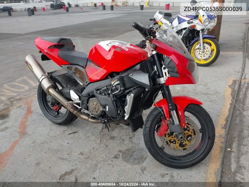 2005 Aprilia Tuono 1000 VIN: ZD4RPC0535S000039 Lot: 40689654